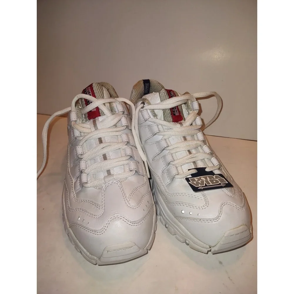 Skechers Sport White Leather Sneakers Women's 8.5 Energy Timeless Vision Retro